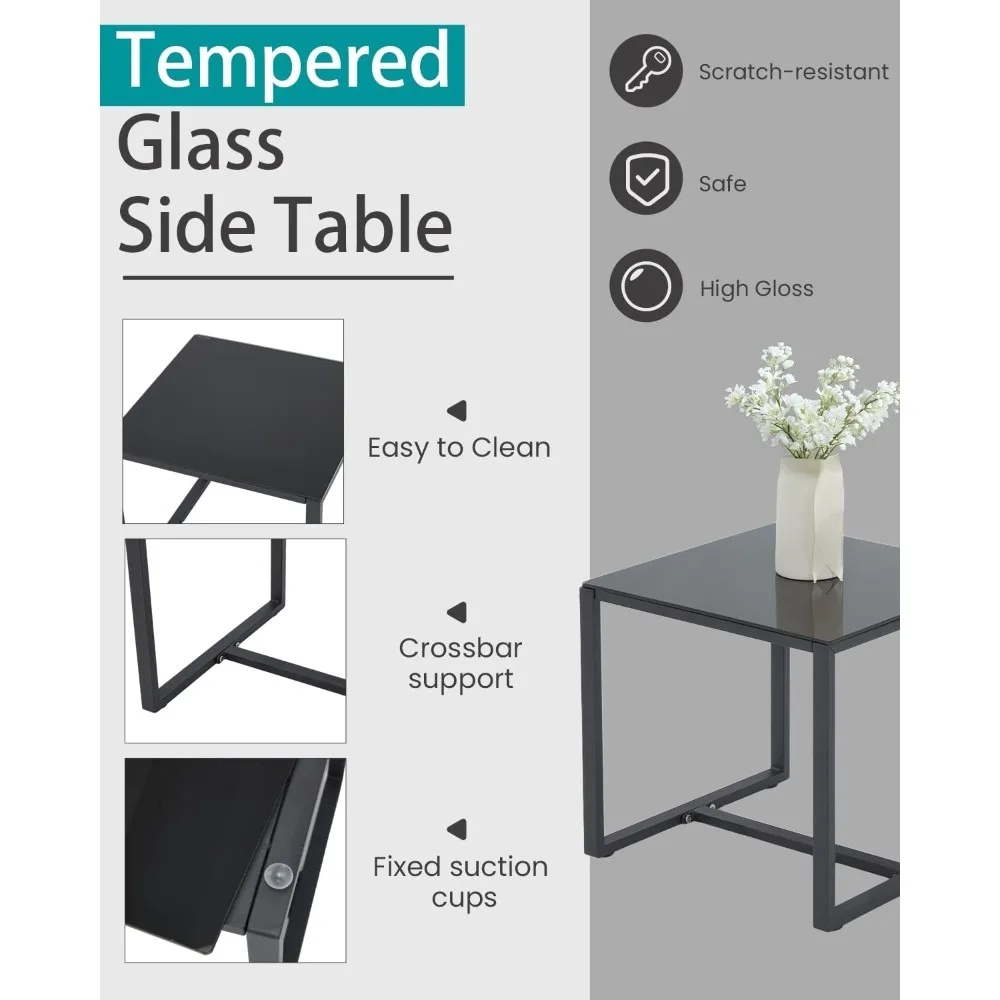 طقم أثاث الفناء مكون من 3 قطع، طقم بيسترو الروطان الخارجي مع طاولة قهوة، إطار فولاذي متين مع وسائد مربوطة