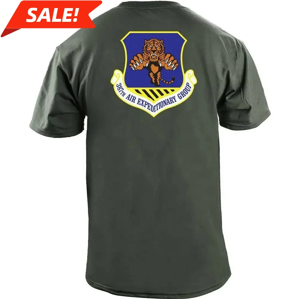 

387th Air Expeditionary Group Patch Veteran Футболка из 100% хлопка с круглым вырезом и коротким рукавом Летняя повседневная мужская футболка Уличная одежда