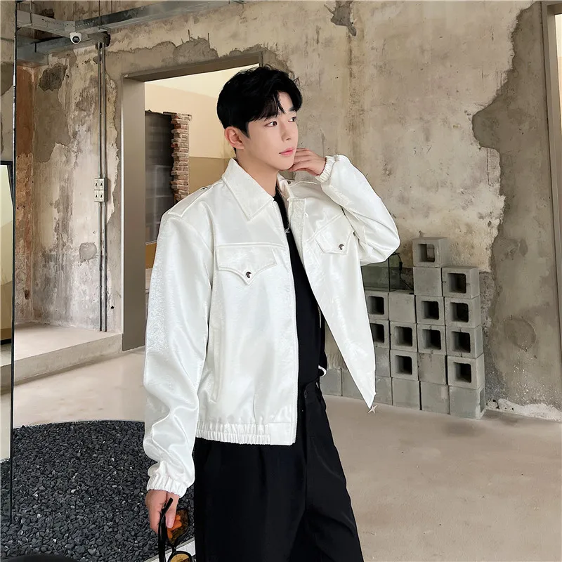 

Spring Autumn High Gloss Jaet Men's Faionable Casual ort Top Polyester Anti-Wrinkle Long Sve Zipper Closure Streetwear