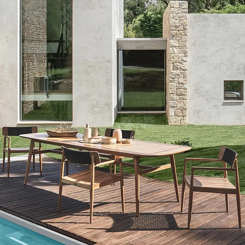 Villa Garden Antiseptic Teak Sunscreen Patio Terrace Waterproof Furniture Outdoor Long Table