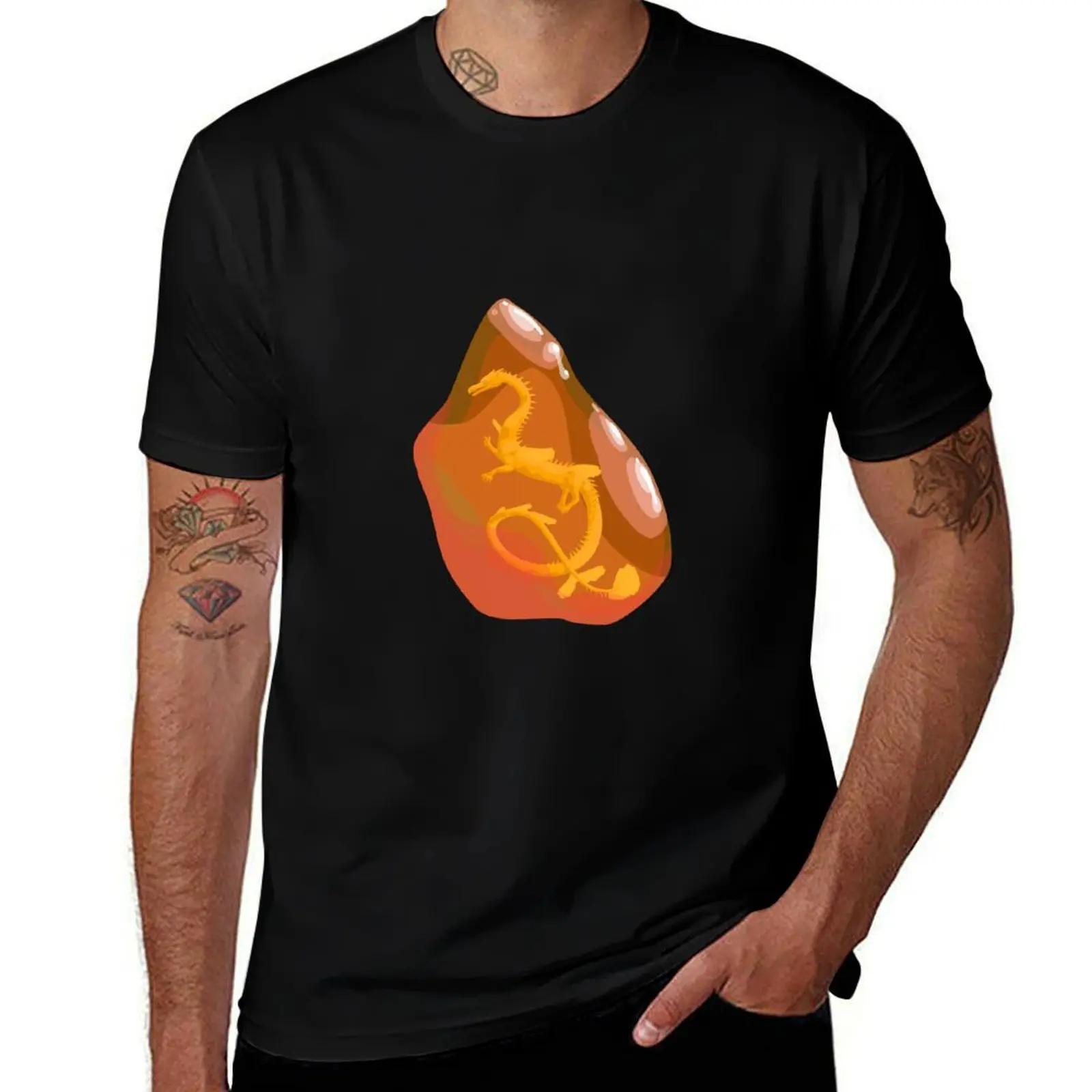 Gold Dragon in Amber T-Shirt Sport Basic Moisture Wicking Tee T-Shirt