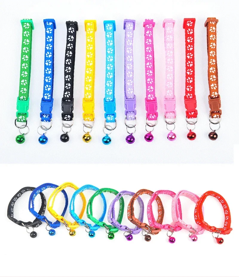 

1PCS Cat Collar Pet Cat And Dog Bell Collars Teddy Bomei Dog Cartoon Funny Footprint Collars Pet Bell Collar Home Pet Products