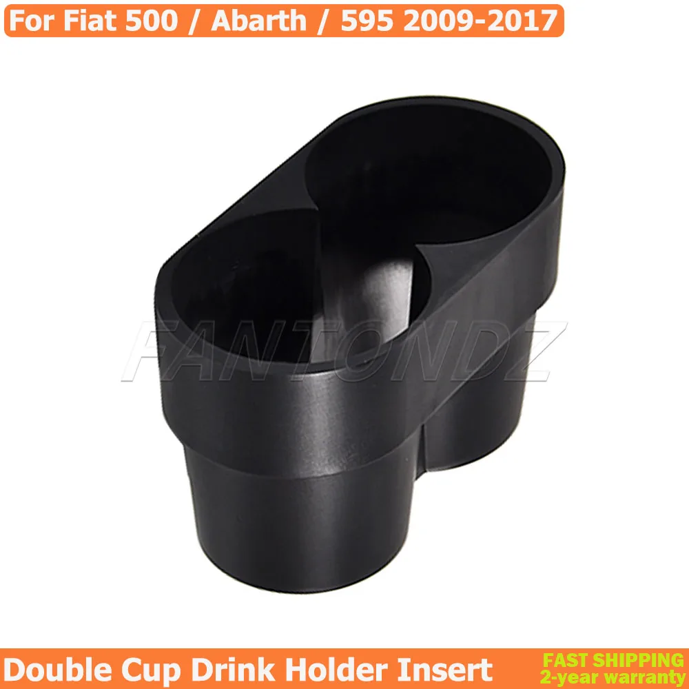 

For Fiat 500 Abarth 595 2009-2017 Double Cup Holder Insert Center Console Drink Storage ABS Upgrade Replacement Part