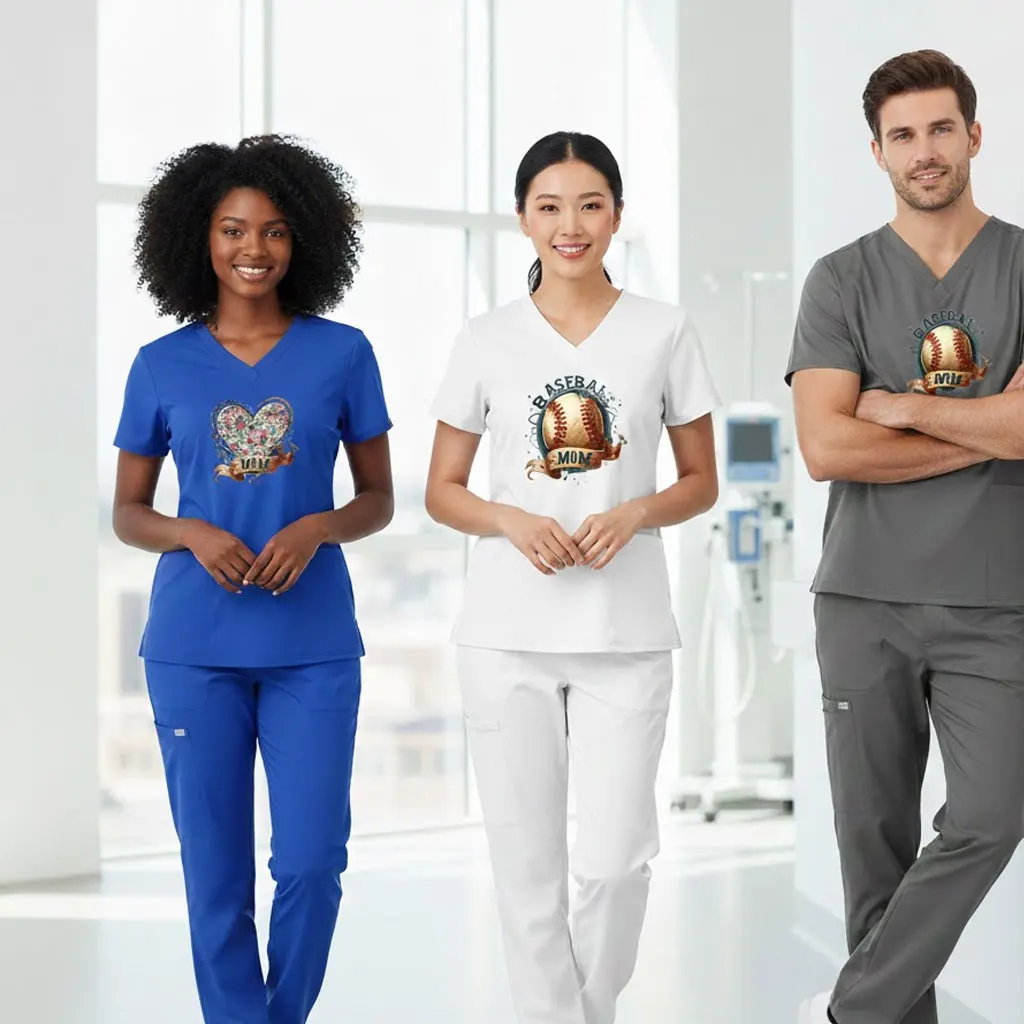 

Unisex V-Neck Short-Sleeve Scrubs Surgical Gown Nurse Workshop Waiter Multi-Purpose Uniform