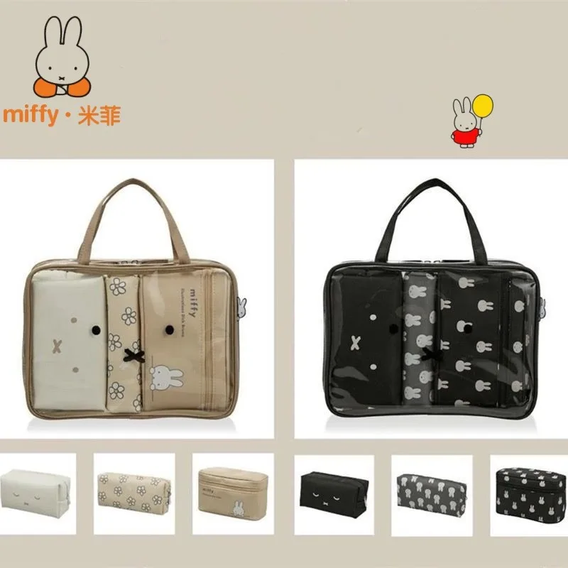 

Miffy Cute Cartoon Transparent Four-piece Travel Cosmetic Bag Toiletries Classification Bag Portable Hand-held Storage Bag Gift