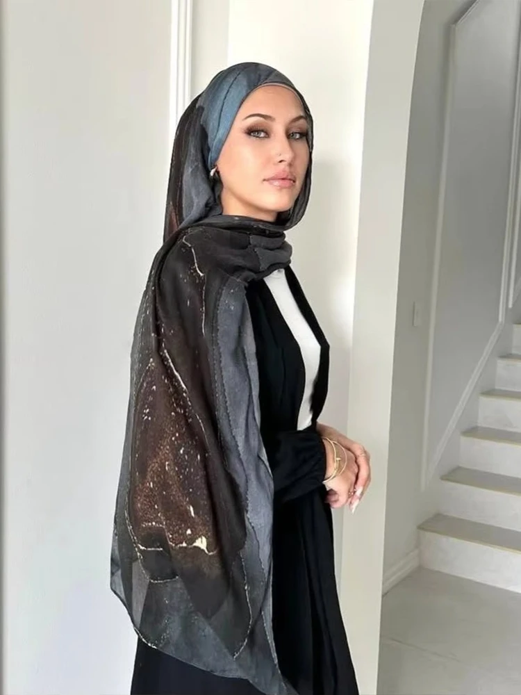 

Новый акварельный цветочный принт из хлопка, вискоза, модальный хиджаб, шарф, женские мусульманские хиджабы для женщин, шали, женский тюрбан, бандана, тюрбан