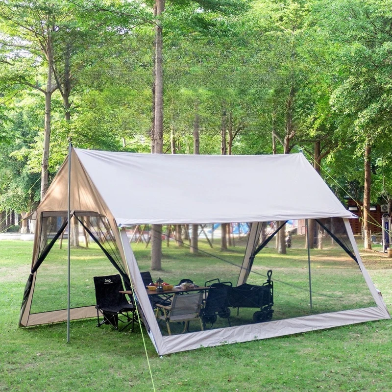 210D Outdoor 6-10p family camping anti-mosquito large canopy Portable folding tent sun protection waterproof beach park pergola