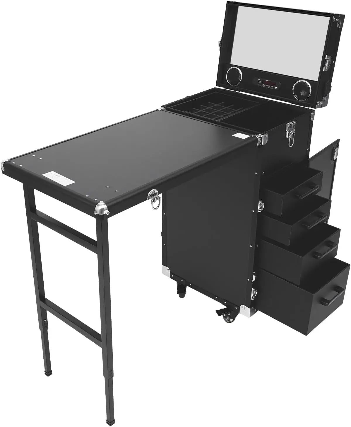 Rolling Makeup Case Storage Organizer Wheels Drawers 50kg Max Load Nail Cart Travel Artist Tattoo Salon Trolley Black