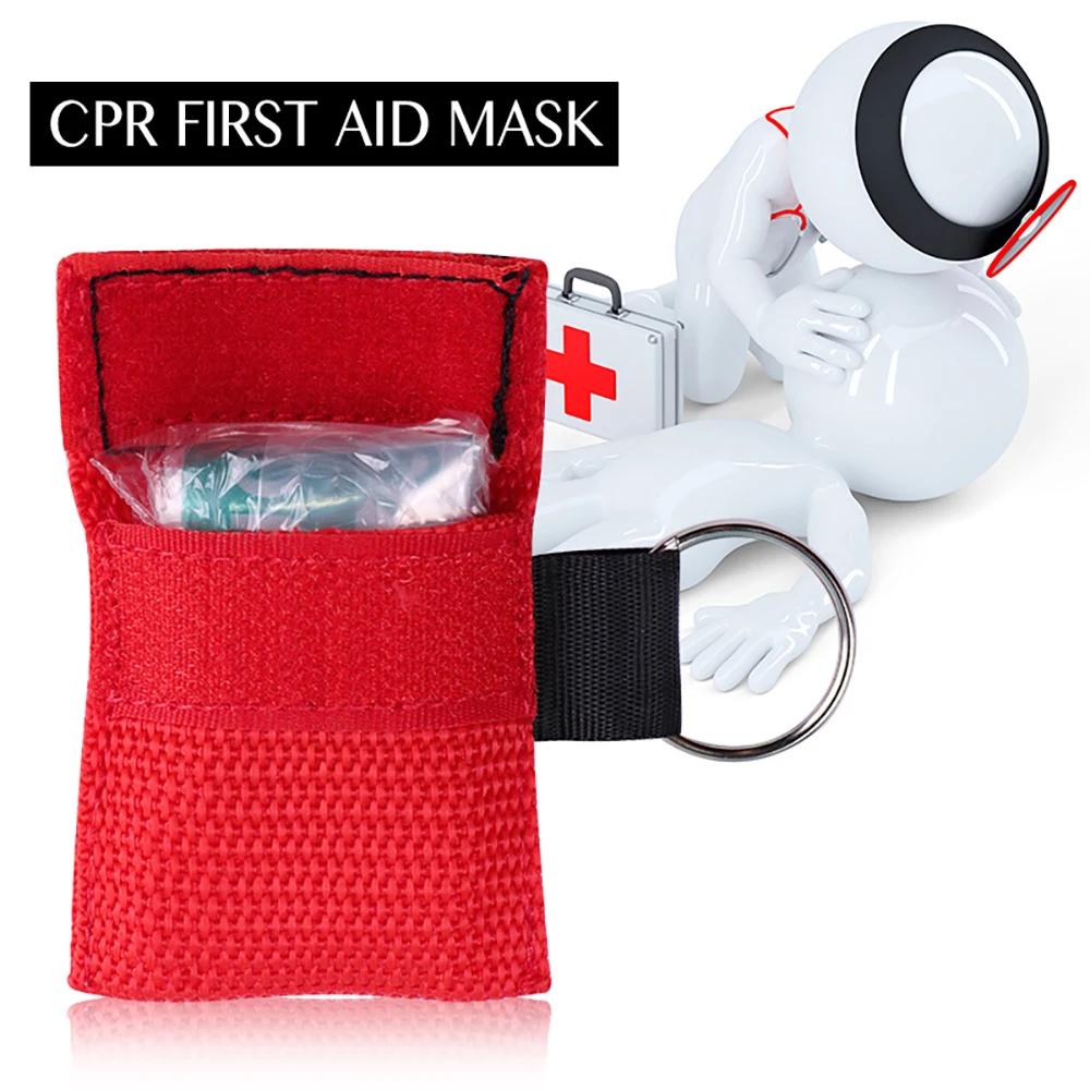 20/50Pcs Disposable CPR Resuscitator Outdoor Emergency Survival Mask One-way First Aid Emergency Breathing Face Shield Keychain