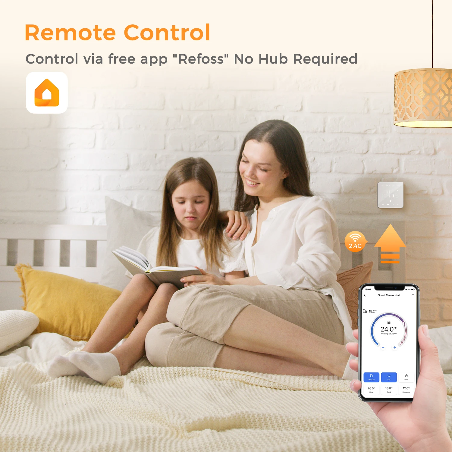 Refoss HomeKit Wi-Fi Smart Thermostat Temperature Controller for Boiler/Water Underfloor Heating System Touch Screen