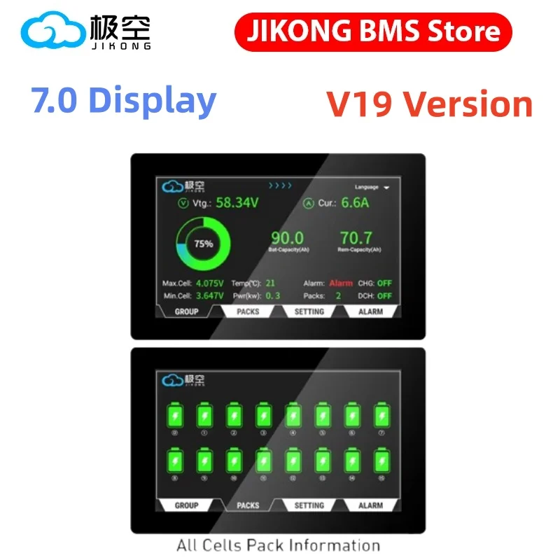 

JIKONG V19 7.0 Inch LCD Display Accessories For JK Smart BMS LiFePo4 Lto Li-Ion Battery Pack BMS 8S 10S 20S 100A 200A 300A