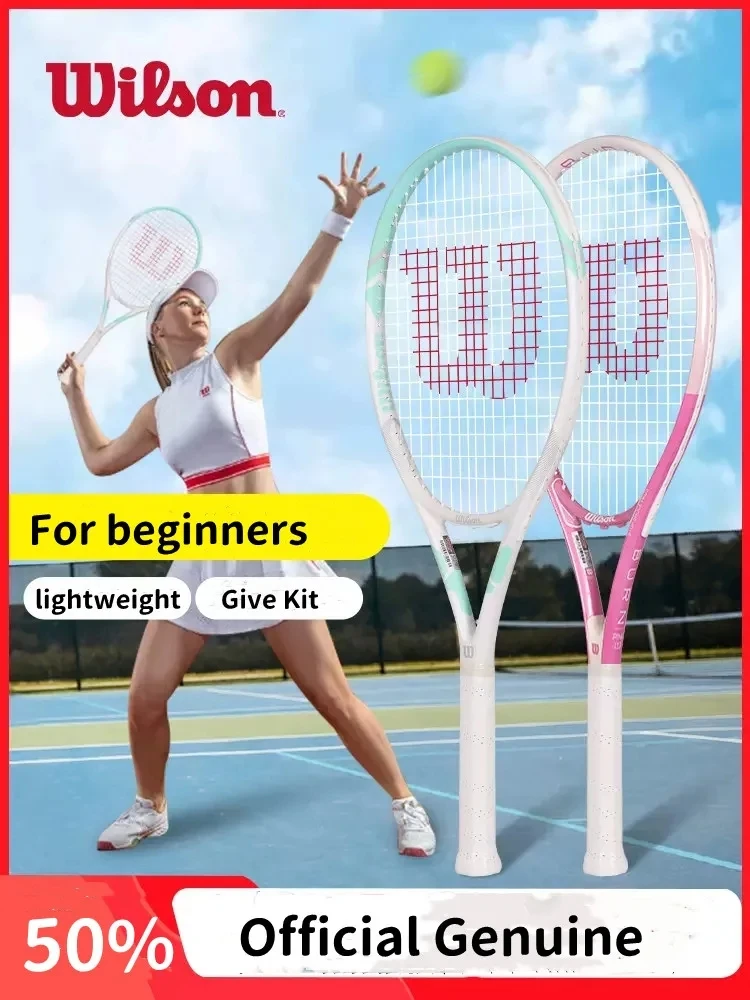 

Wilson Tennis Rackets Carbon Single Play with Line Self-Practice Beginner Elastic Tennis Racket Professional Men Women Beginner