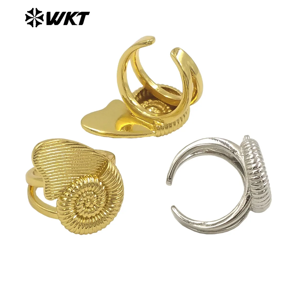 WT-R549 Wholesale Women Fashion 18k Gold/Silver Plated Unique Style Brass Metal Trumpet Ring For Party Resist Tarnishable