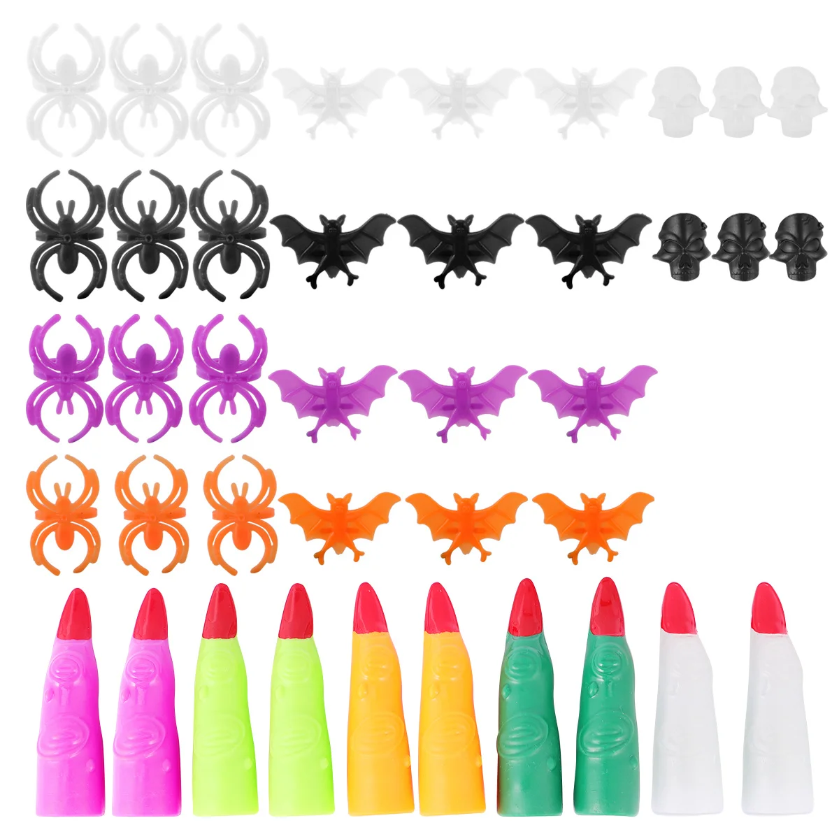 50 قطعة مجموعة هدايا الهالوين 20 أصابع الساحرة 30 الخفافيش الجمجمة خواتم الأظافر وهمية للبالغين هدايا الحفلات تأثيري اكسسوارات الديكور #2