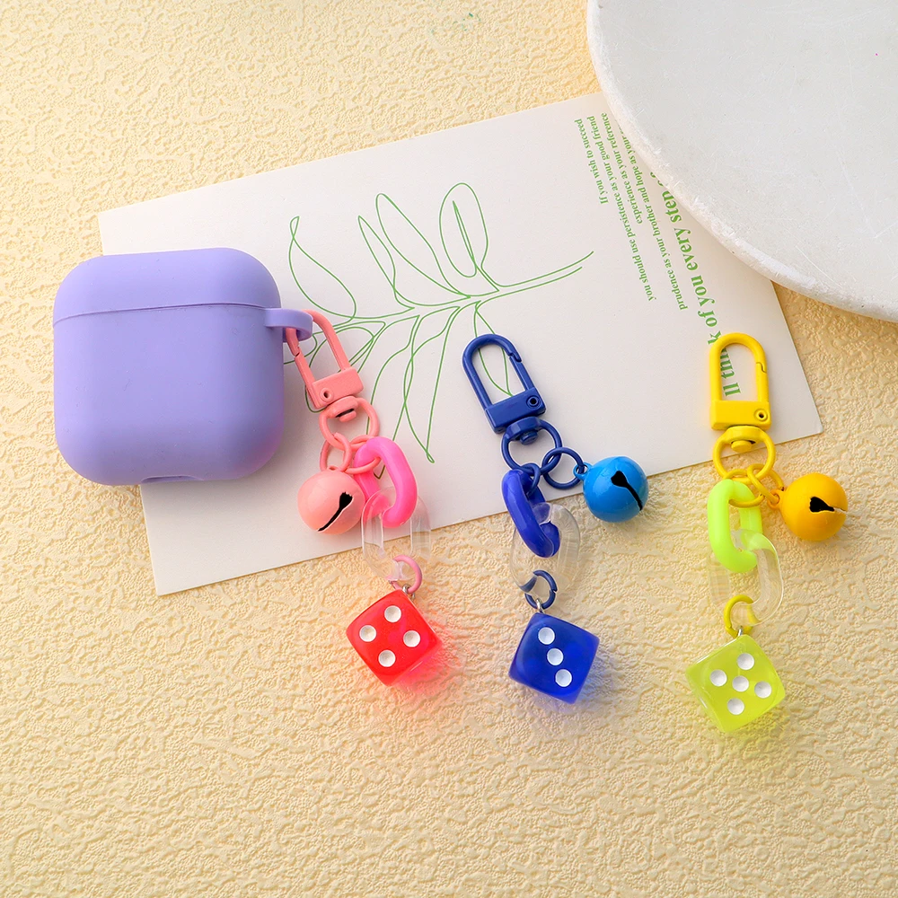 Trendy Dice Keychains Cute Color Bell Chain Pendant Key Chain Phone Accessories Creative Backpack Keyring Charm Gifts For Women