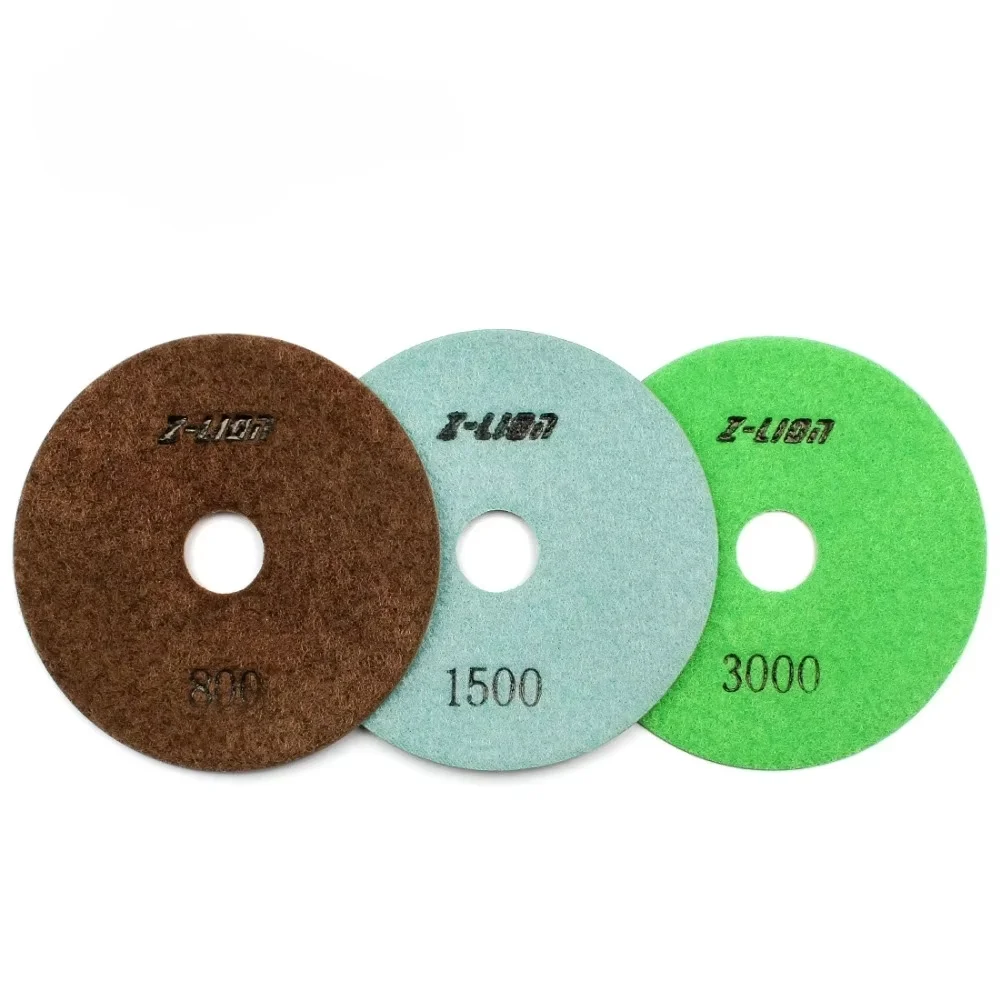 Z-LION 3pcs Diamond Electroplated Polishing Pads 4inch Grit 800/1500/3000 Flexible Diamond Sanding Disc for Glass Tile Stone