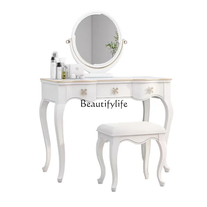 

French dressing table Solid wood modern simple style light luxury dressing table