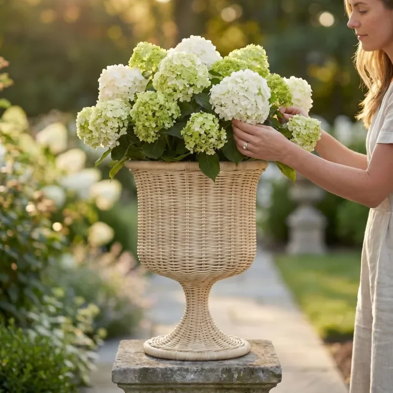Handmade Rattan Vase for Dried Flower Arrangement Eco Friendly Home Decor for Living Room Bedroom Office Hotel Restaurant
