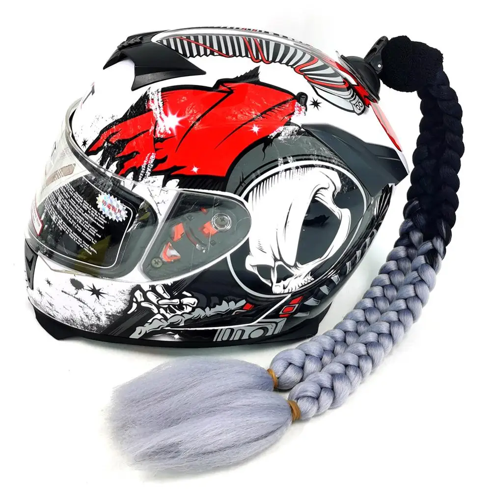 Braids Woman Braids Wig For Motorbike Helmets Twist Dual Pigtail Ponytail With Sucker Bow 23 Colors Motorcycle Helmet