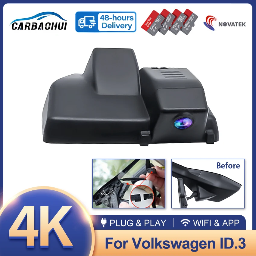 

Plug and Play 4K Dash Cam for VW ID.3 (ID3) 2024-2020 & Cupra Born, 2160p Car Camera For Volkswagen Compatible, OEM Style DVR