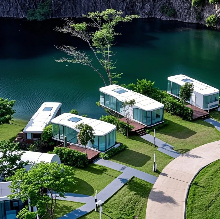 Capsula spaziale prefabbricata per casa Capsula spaziale vivente personalizzata con camere da letto Cucina Bagno per uso ufficio villa hotel