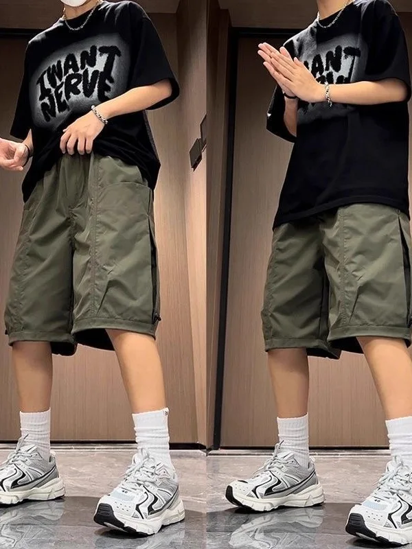 

American Style Outdoor Sports Shorts Men's Running Special Nylon Quick Dry Summer Large Pocket Workwear Five-Quarter Pants