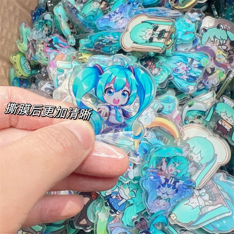 Anime Mascot Hatsune Miku 4cm acrylic pieces profiled double-layer transparent cartoon cute sweet girl DIY hair clip accessories