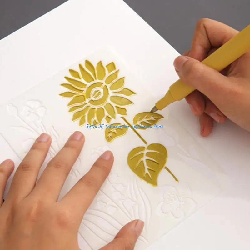 5Pcs Reusable PET Painting Templates 6.7x5In Butterfly Flower Stencils For Kids Drawing Scrapbooking Journal Album