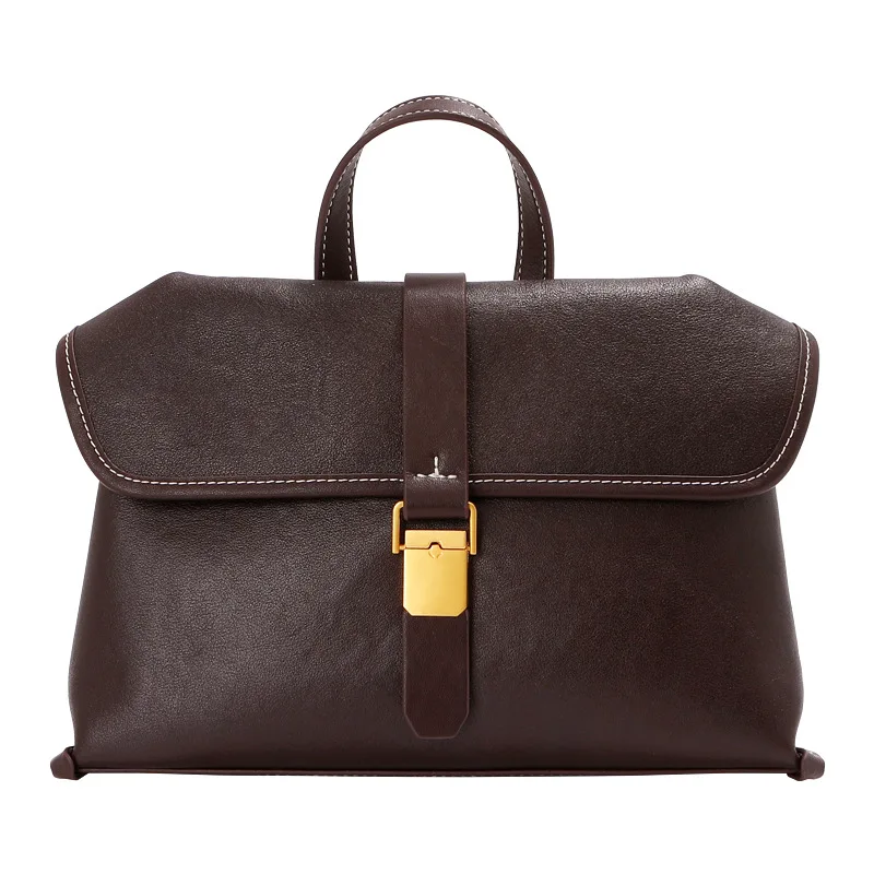 

Top Layer Cowhide Messenger Bag Hot-Selling Genuine Leather Niche Single Shoulder Crossbody Bag Large Capacity Commuter Handbag