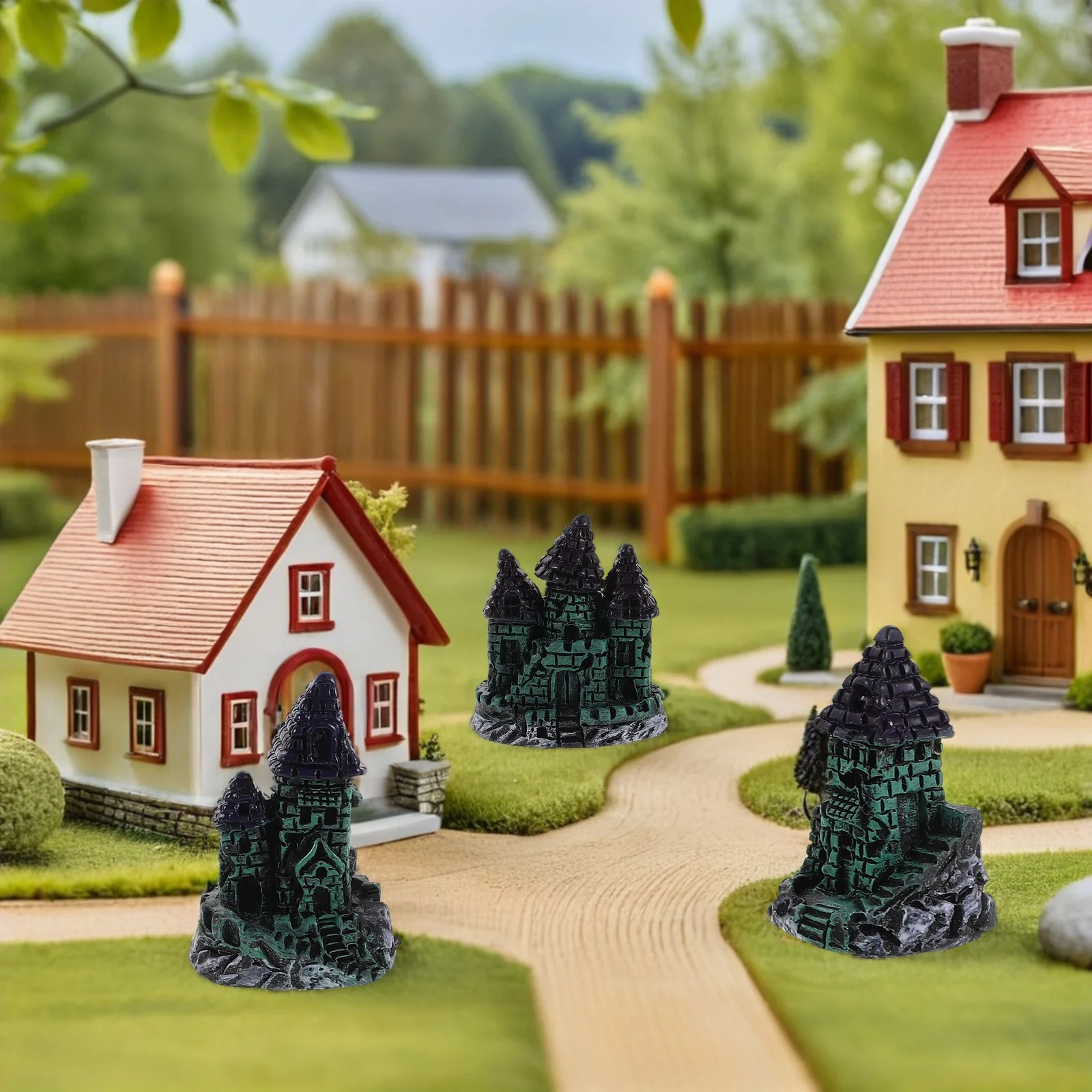 

3Pcs Fish Tank Castle Decorations Resin Ancient Castle Aquarium Hideout for Betta Shrimp Cozy Hiding Place