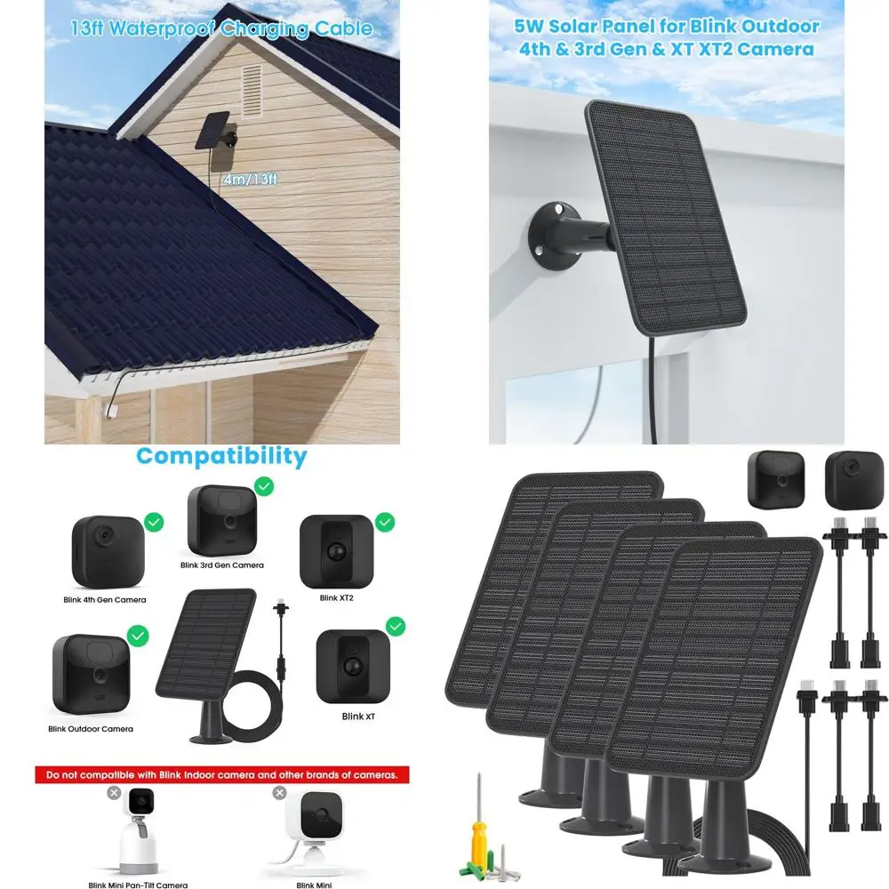 

Wireless Security Camera Kit, 5MP Resolution, 4-Camera Outdoor Set with Mounting Kit and 13.1ft Power Cable, Weatherproof