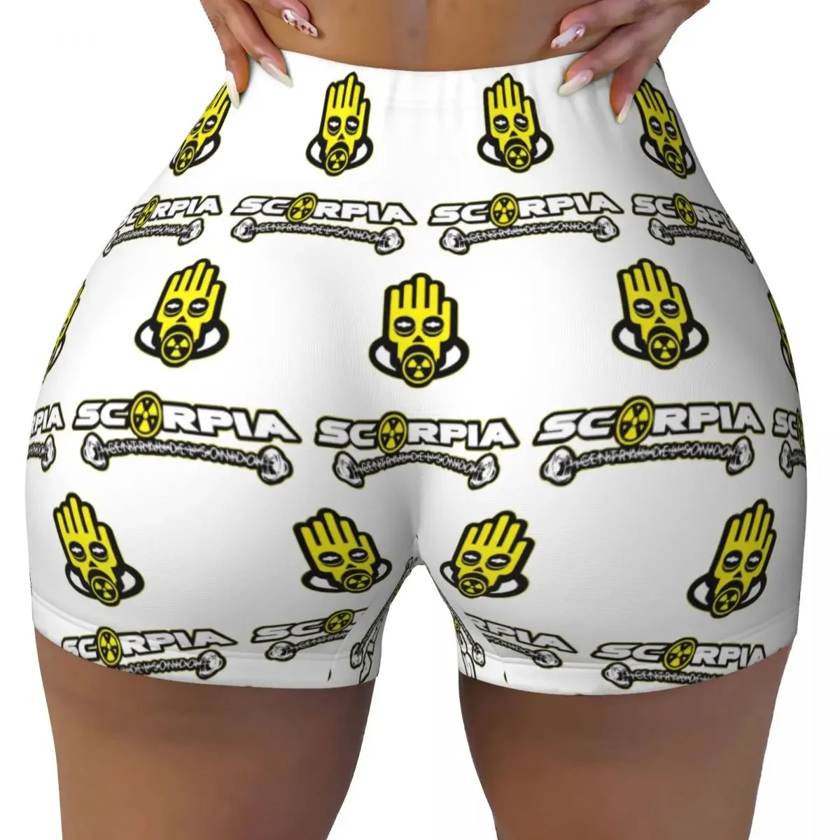 Custom Scorpia - Central Del Sonido Yoga Shorts Women Gym Workout Running Athletic Volleyball Biker Shorts
