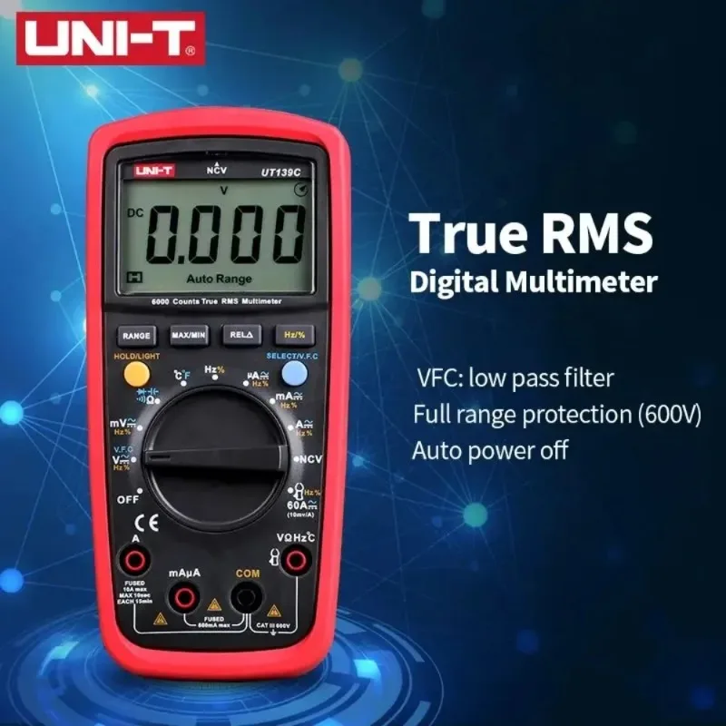 

Uni-T UT139A UT139B UT139C digital multimeter automatic range true RMS capacitance tester 6000 electric voltmeter thermometer