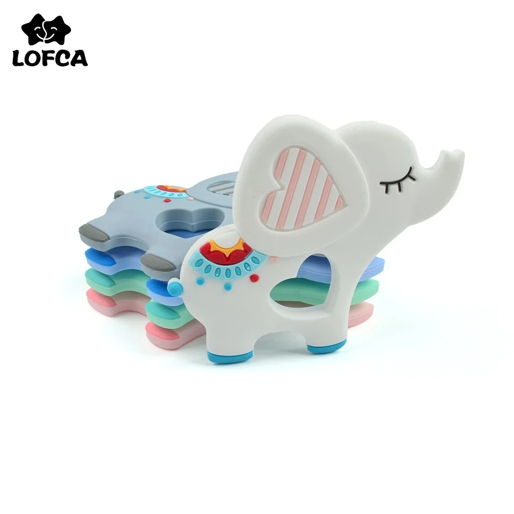 Nuovo elefante Silicone Massaggiagengive Animale del fumetto BPA Perline libere Collana per dentizione Doccia fai da te Massaggiagengive in silicone