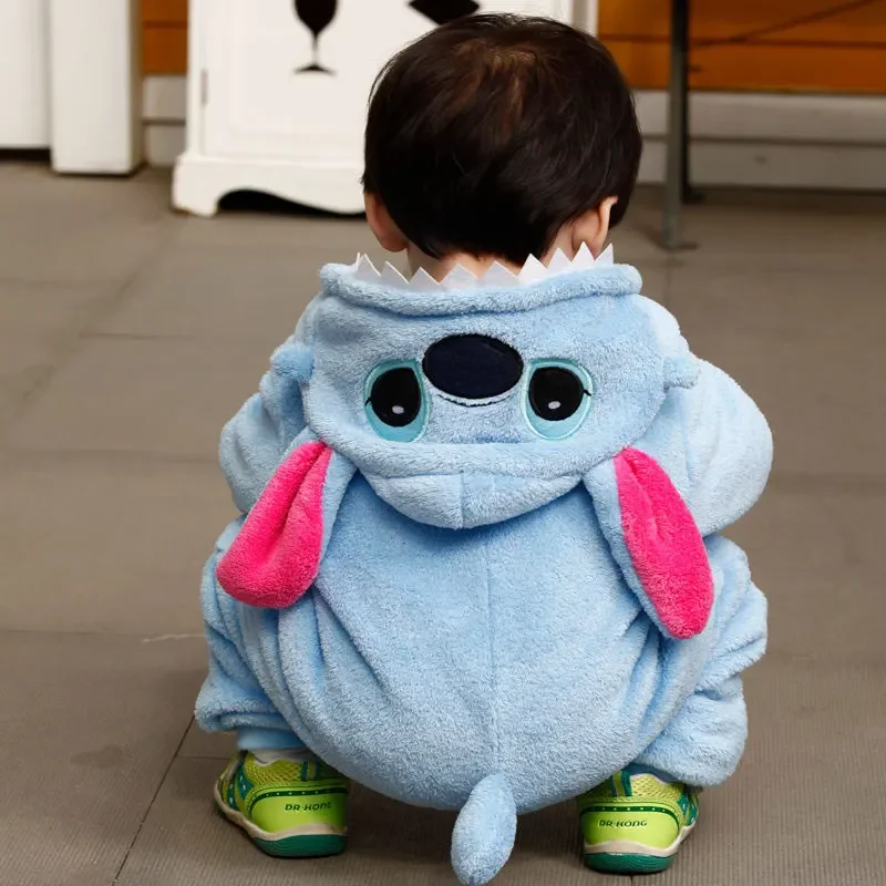 Costume da bambino Blue stich Cosplay Anime Boy Girl Halloween pigiama 1-3 anni bambini Kid kawaii Cute Zipper Kigurumis tuta