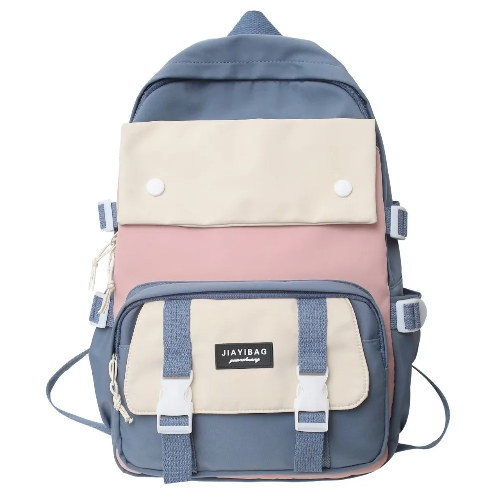 Simple Nylon Backpack Large Capacity Korean Color Book Bag Multifunction Breathable School Bag Students