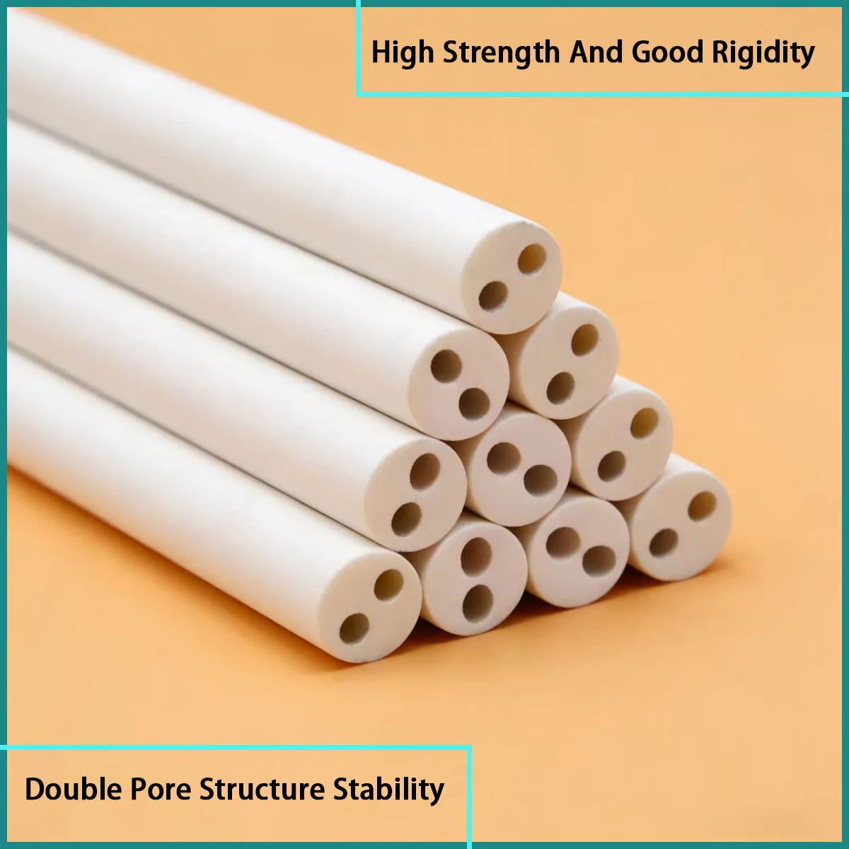 Aluminum oxide double hole ceramic tube with a diameter of 1-8mm is used for high-temperature insulation