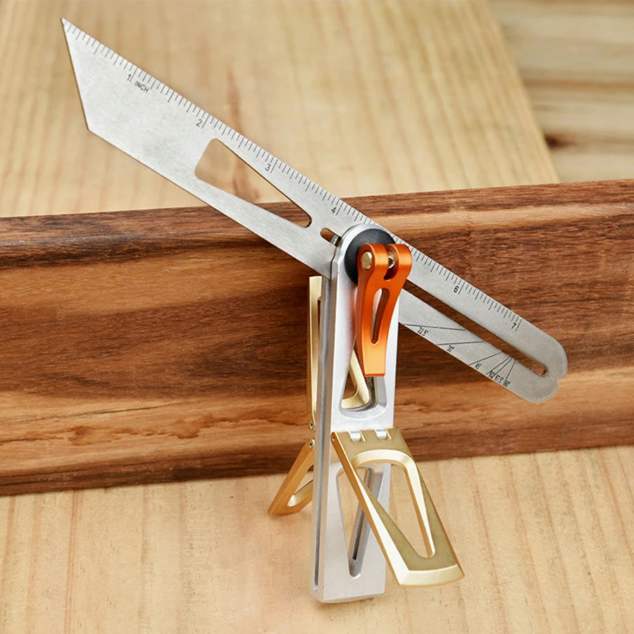 90/45 Degree Combination Woodworking Angle Ruler | 8:1/6:1 Dovetail Tenon Scriber Precision Marking Gauge