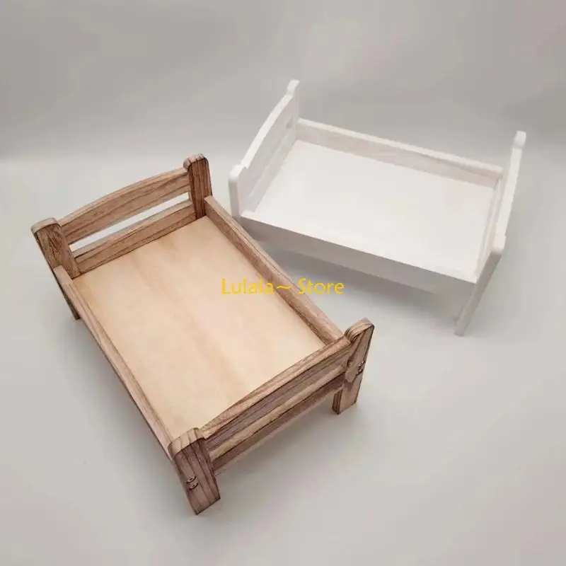 Y4QA Newborns Photography Props Retro Wooden Bed Infant Baby Removable Bed Background Accessories Posing Cot Unisex