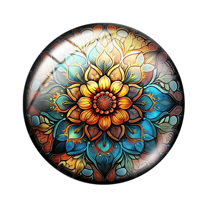 Free shipping Vintage art floral art patterns 12mm/18mm/20mm/25mm Round photo glass cabochon demo flat back Making findings