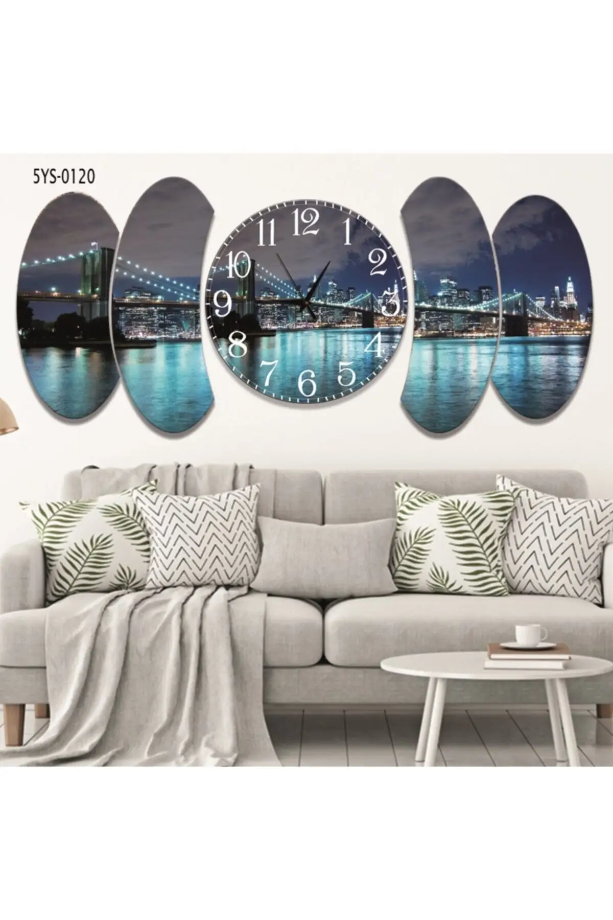 5 piece bridge landscape design clock with design clock