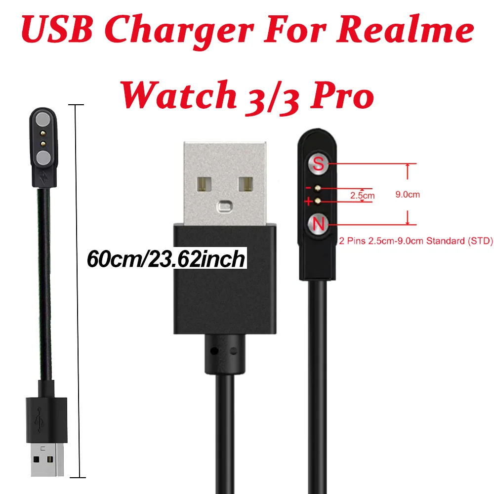 Smartwatch Dock Charger Adapter USB Charging Cable Cord for Realme Watch 3/3 Pro Power Charge Wire 3pro Smart Watch Accessories