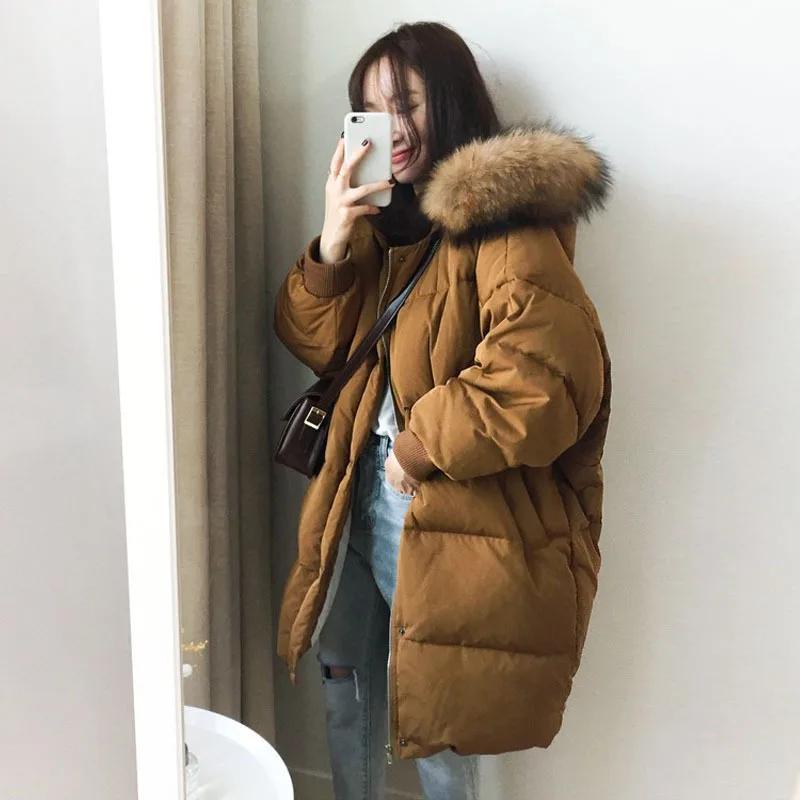 Winter Jacket Women Parka Warm Down Cotton Coats Female Loose Hooded Long SleeveThicken Oversize Women Winter Coat Padded Black