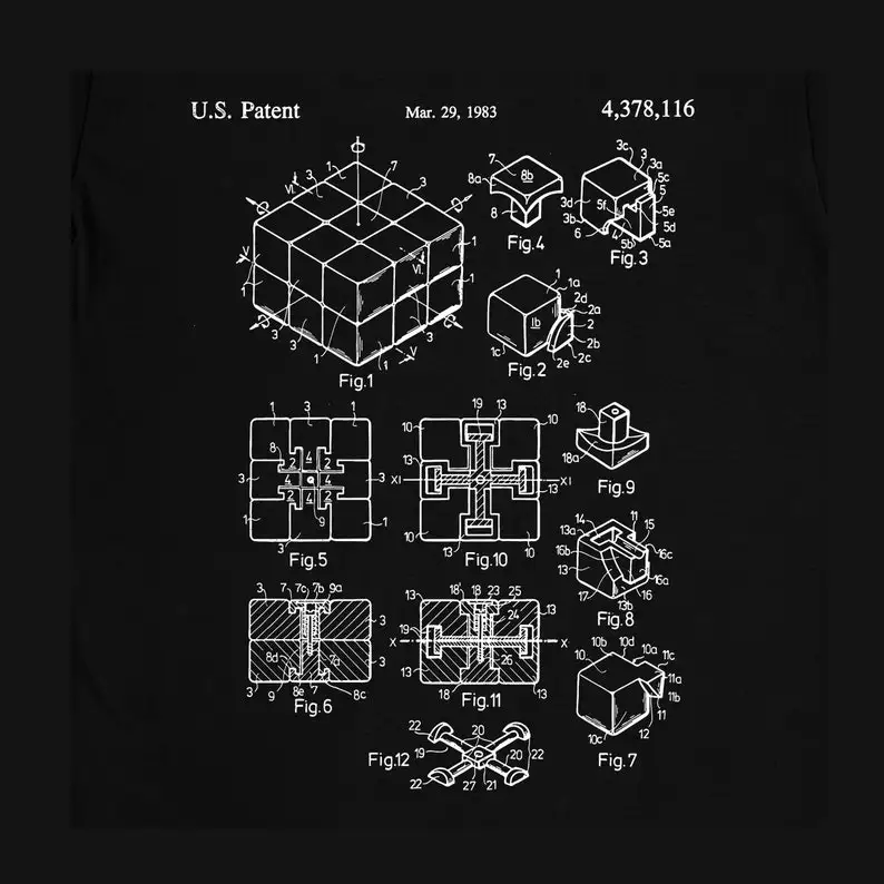 Puzzle Cube Patent T-Shirt 3D combination Magic Cube Gift Idea