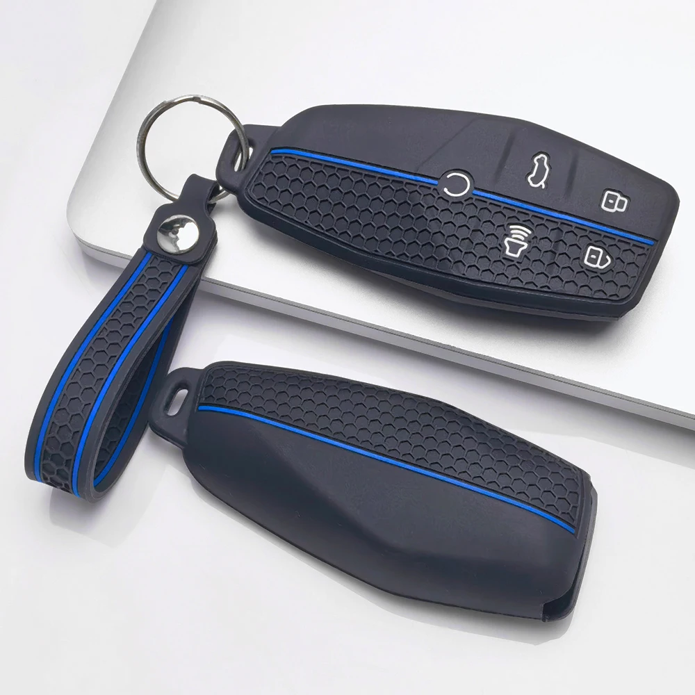 Soft Key Holder With Chain For MG One For Roewe iMAX8 D7 Durable Soft Touch Exact Fit Protective Non Slip Full Coverage Stylish