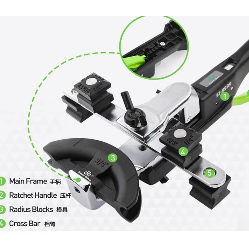 Lithium Electric Tube Bender VEB-1 Automatic Bender Air Conditioning Tool Copper Tube 6-22MM Rechargeable