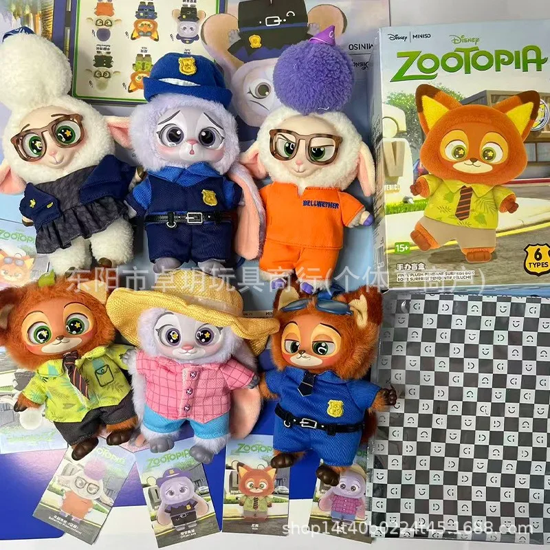 Miniso Zootopia Series Plastic Rubber Plush Toy Blind Box for Children Fans Birthday Gift Judy and Nick Toy In-Stock Blind Box