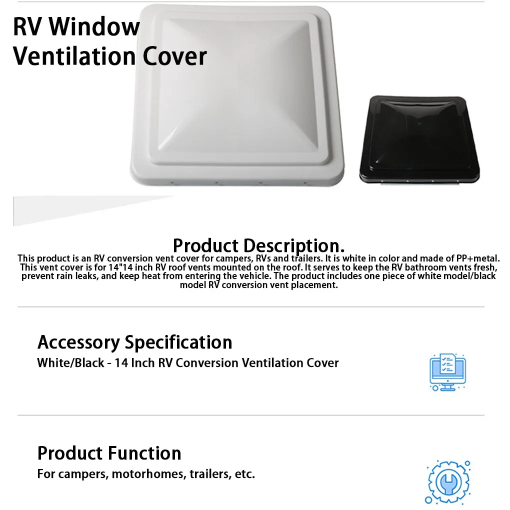 

Для кемпера, прицепа, дома на колесах, водонепроницаемая, устойчивая к ультрафиолетовому излучению крышка, универсальная сменная крышка вентиляционного отверстия на крыше автофургона, белая вентиляционная крышка 14 "x 14"