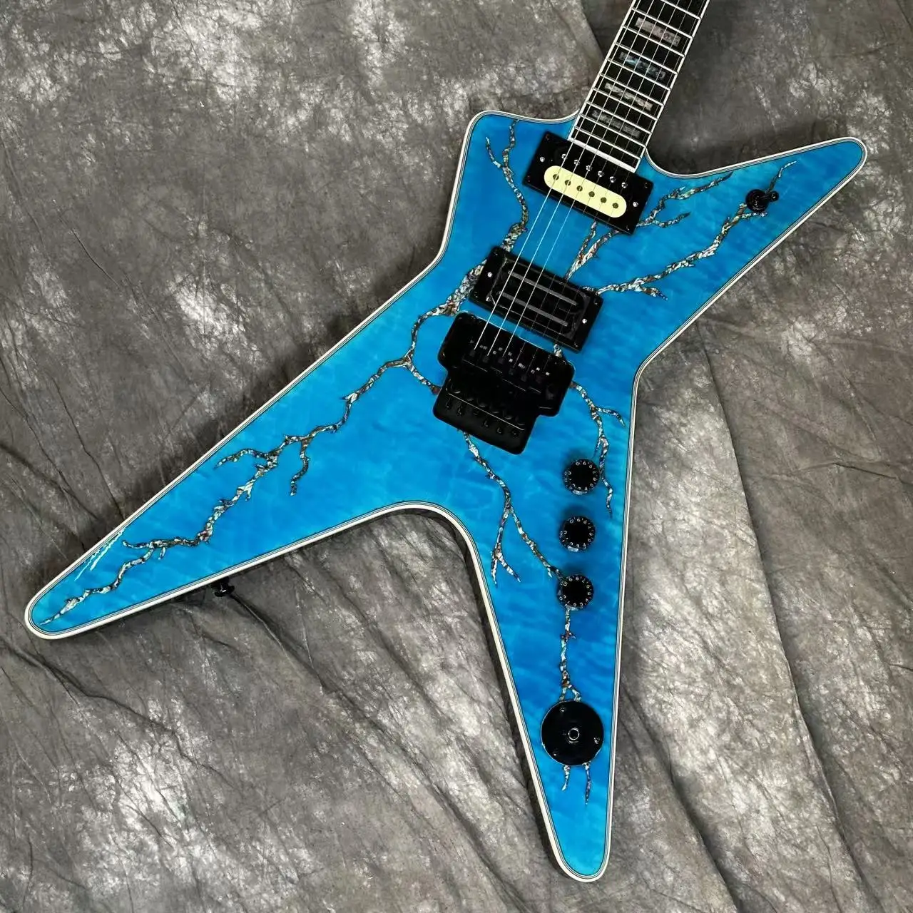 Blue Shell Dimebag Custom Electric Guitar Washbu.n Shell Inlay Lighting Body Free Ship