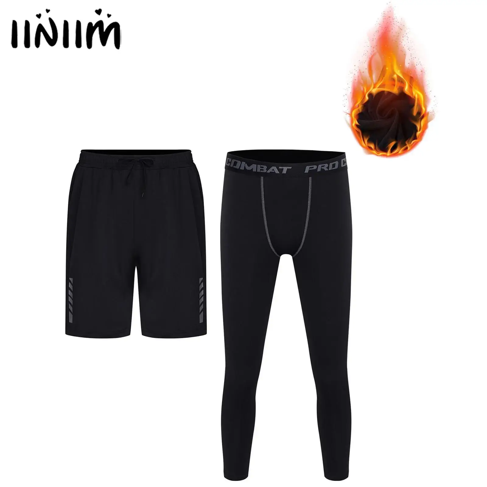 

Мужские спортивные леггинсы из двух предметов с карманом на молнии сзади на талии и шнурком для бокса, фитнеса, спортивные брюки для бега